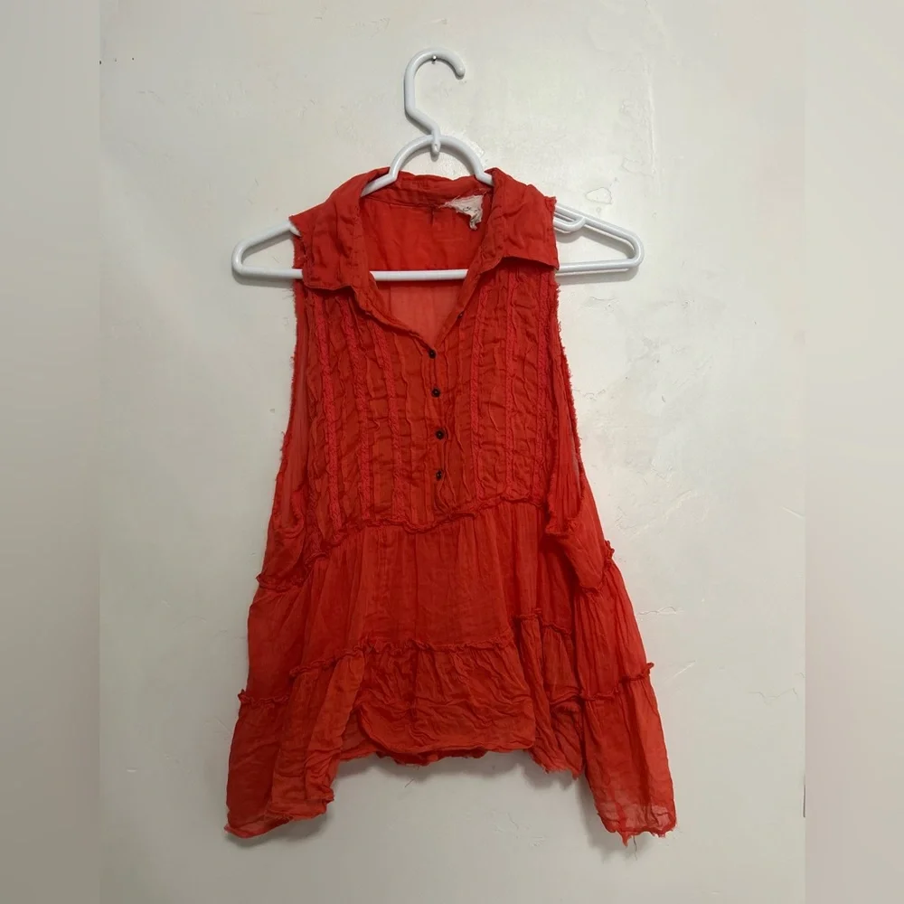 Free people one FP One orange tank top flowy size small